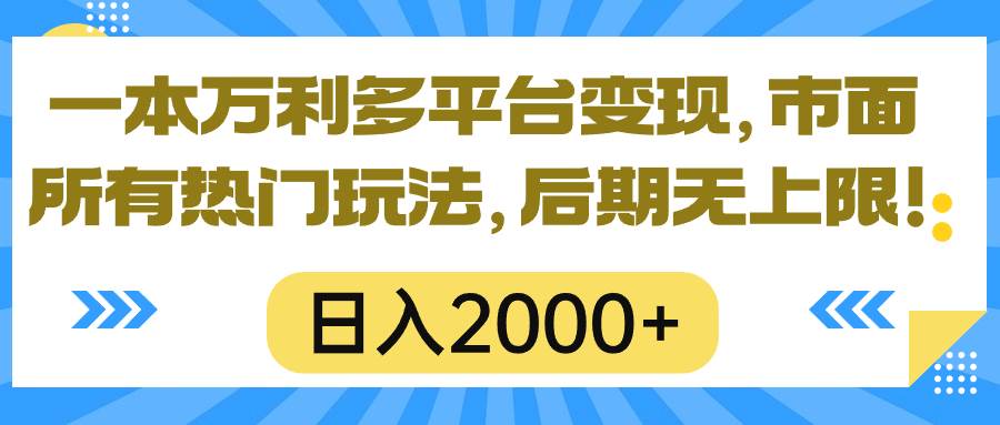 一本万利多平台变现，市面所有热门玩法，日入2000+，后期无上限！-百盟网