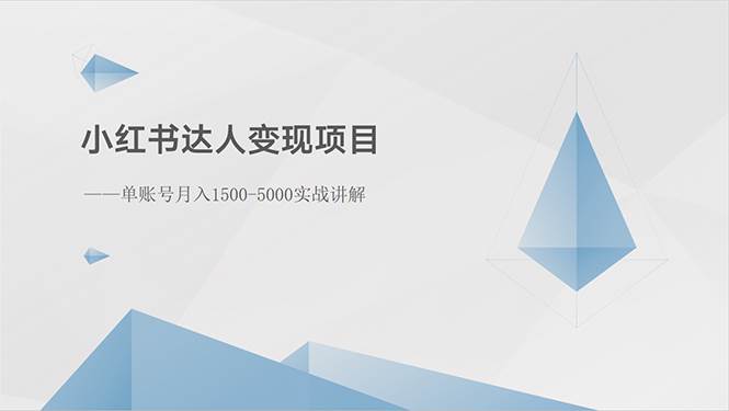 小红书达人变现项目：单账号月入1500-3000实战讲解-百盟网