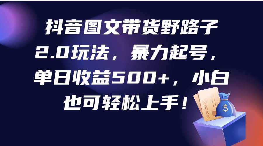 抖音图文带货野路子2.0玩法，暴力起号，单日收益500+，小白也可轻松上手！-百盟网