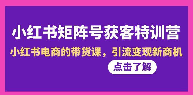 小红书-矩阵号获客特训营-第10期，小红书电商的带货课，引流变现新商机-百盟网