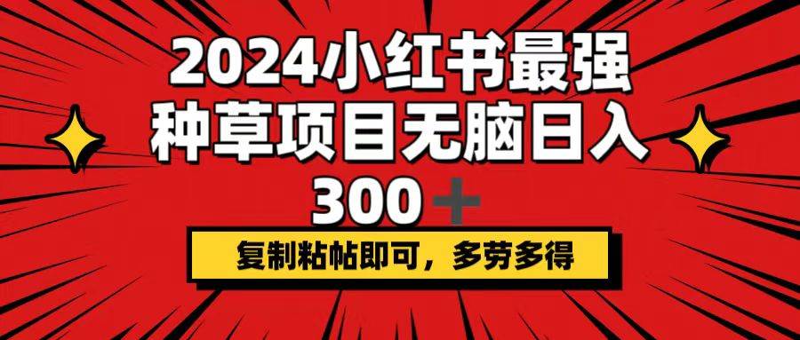 2024小红书最强种草项目，无脑日入300+，复制粘帖即可，多劳多得-百盟网