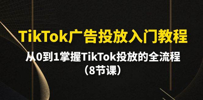 TikTok广告投放入门教程，从0到1掌握TikTok投放的全流程（8节课）-百盟网