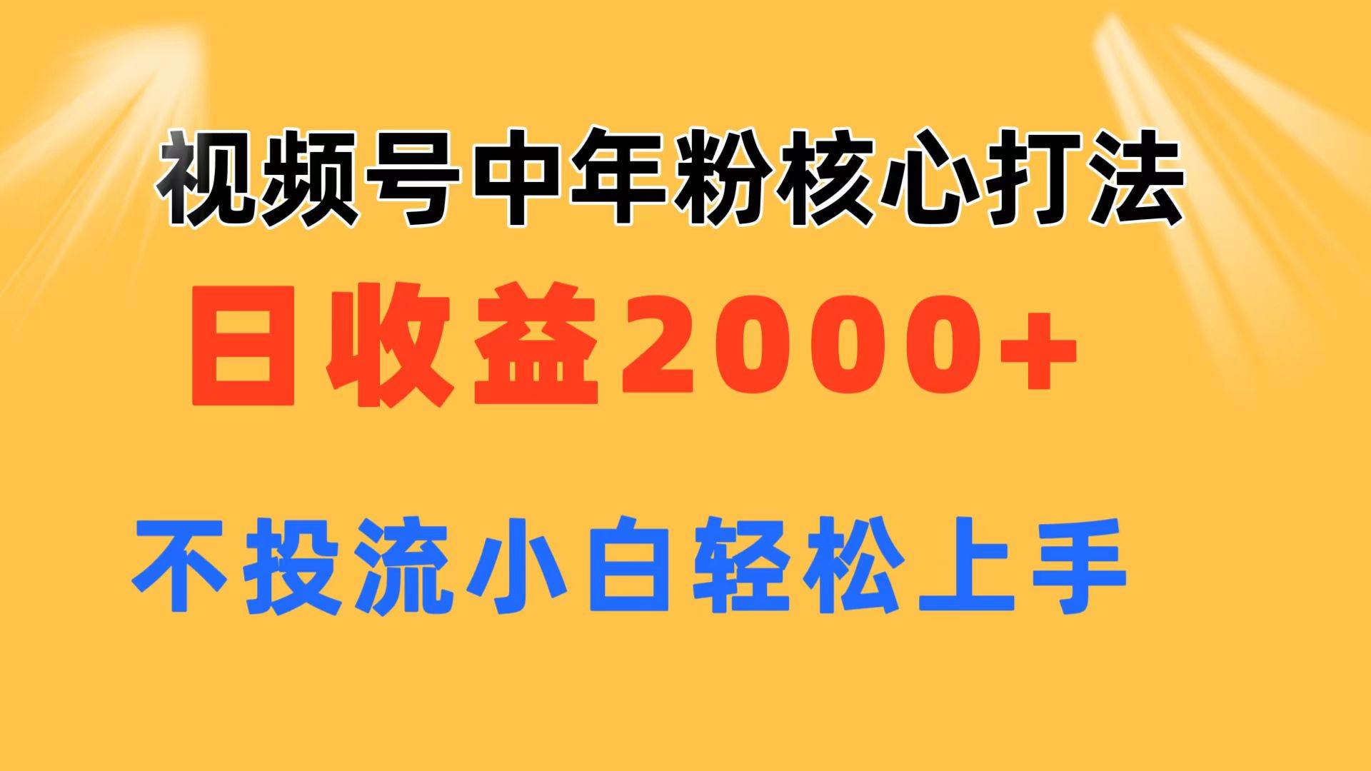 视频号中年粉核心玩法 日收益2000+ 不投流小白轻松上手-百盟网