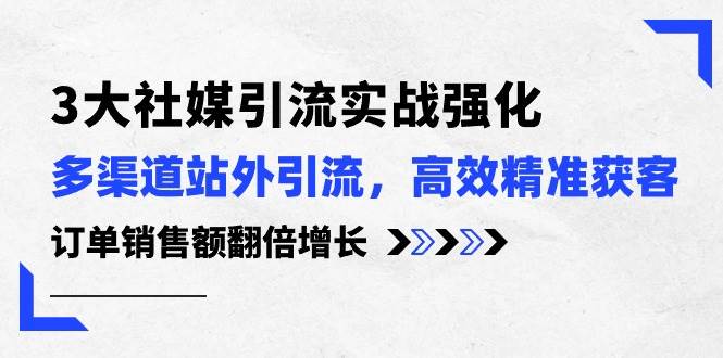 3大社媒引流实操强化，多渠道站外引流/高效精准获客/订单销售额翻倍增长-百盟网