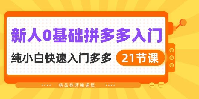 新人0基础拼多多入门，纯小白快速入门多多（21节课）-百盟网