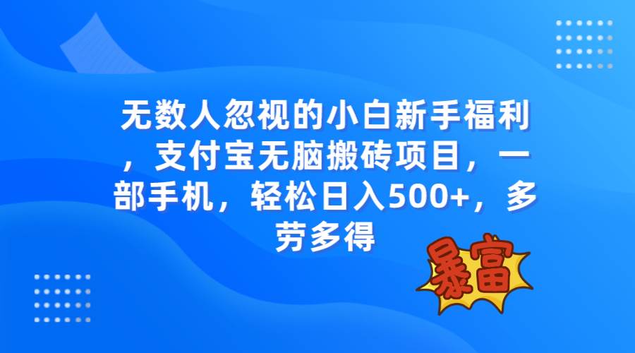 无数人忽视的项目，支付宝无脑搬砖项目，一部手机即可操作，轻松日入500+-百盟网