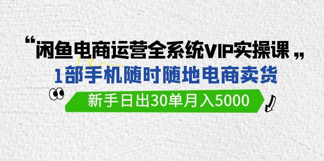 闲鱼电商运营全系统VIP实战课，1部手机随时随地卖货，新手日出30单月入5000-百盟网