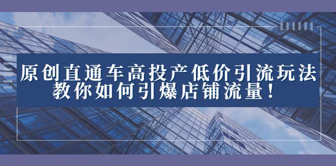 2023直通车高投产低价引流玩法，教你如何引爆店铺流量！-百盟网