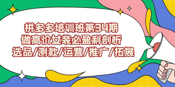 拼多多培训班第34期：做高价女装必盈利剖析  选品/测款/运营/推广/拓展-百盟网