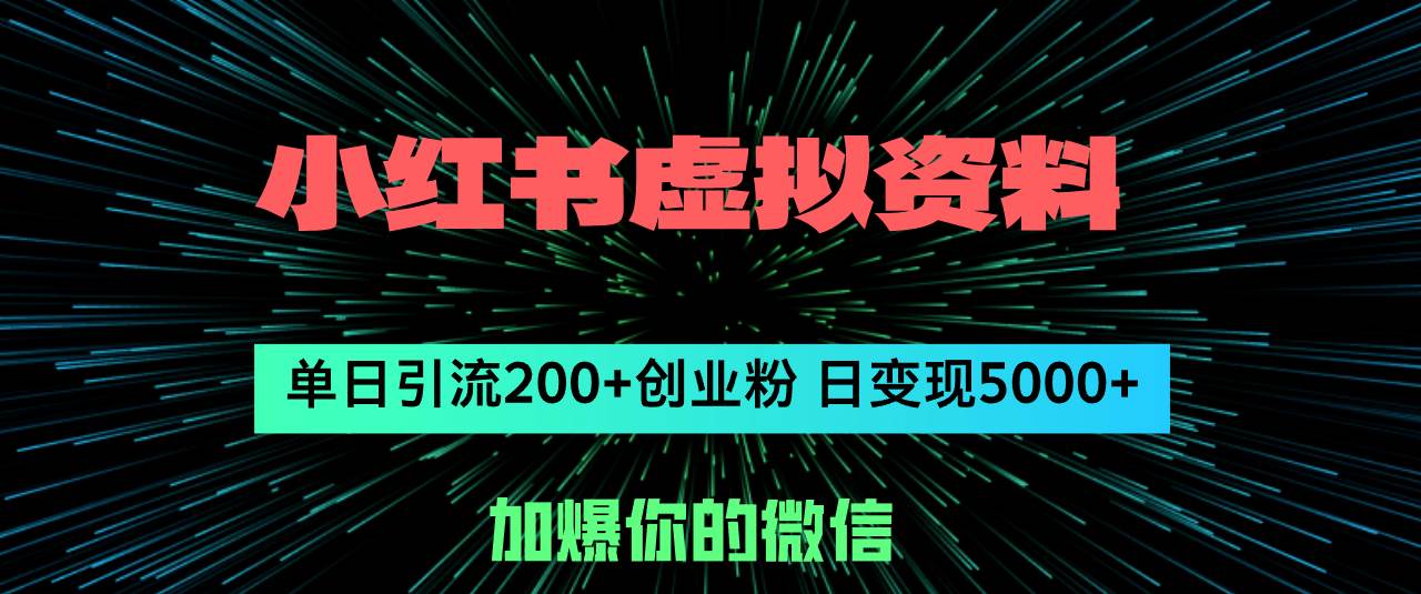 小红书虚拟资料日引流200+创业粉，单日变现5000+-百盟网