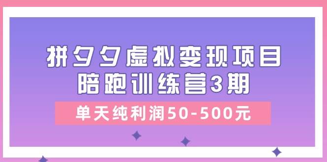 某收费培训《拼夕夕虚拟变现项目陪跑训练营3期》单天纯利润50-500元-百盟网