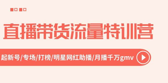 直播带货流量特训营，起新号-专场-打榜-明星网红助播 月播千万gmv（52节）-百盟网