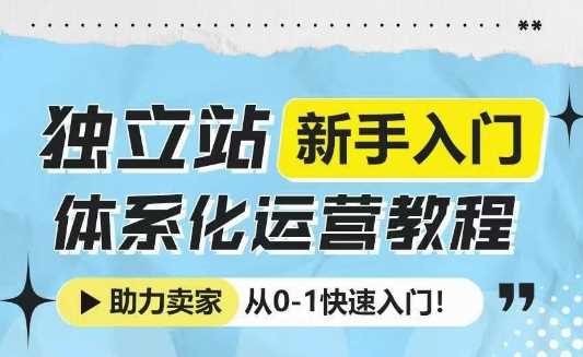 独立站新手入门体系化运营教程，助力独立站卖家从0-1快速入门!-百盟网