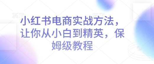 小红书电商实战方法，让你从小白到精英，保姆级教程-百盟网