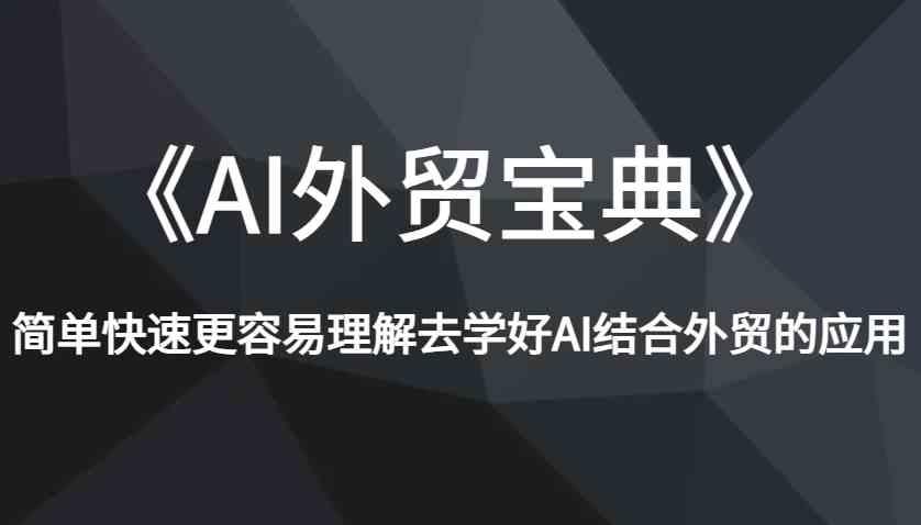 《AI外贸宝典》简单快速更容易理解去学好AI结合外贸的应用-百盟网