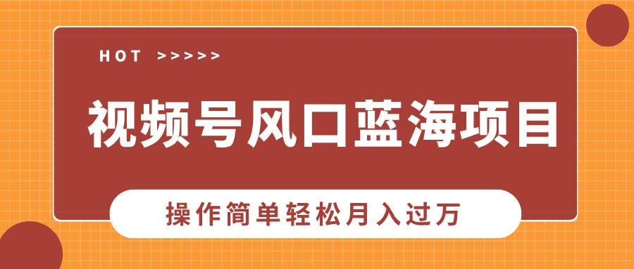 视频号风口蓝海项目，中老年人的流量密码，操作简单轻松月入过万-百盟网