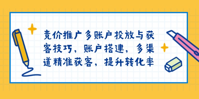 竞价推广多账户投放与获客技巧，账户搭建，多渠道精准获客，提升转化率-百盟网