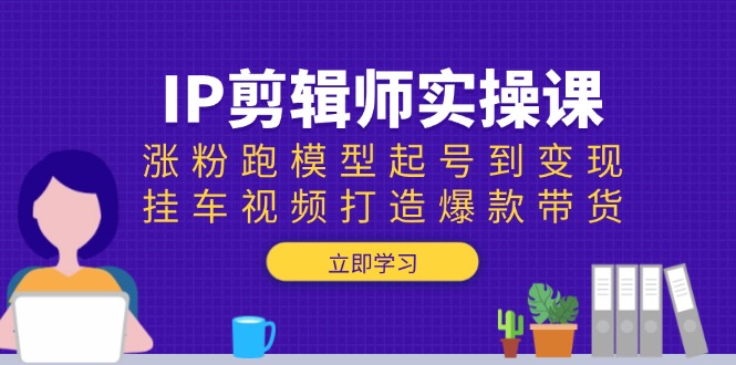 IP剪辑师实操课：涨粉跑模型起号到变现，挂车视频打造爆款带货-百盟网