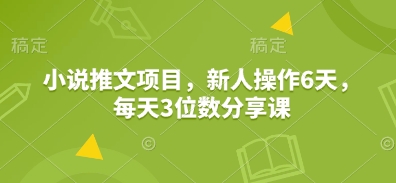 小说推文项目，新人操作6天，每天3位数分享课-百盟网