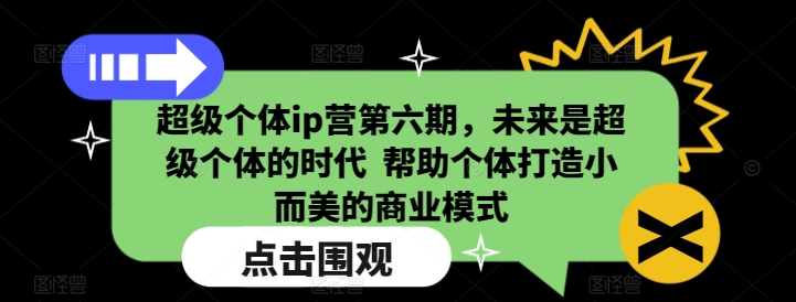 超级个体ip营第六期，未来是超级个体的时代  帮助个体打造小而美的商业模式-百盟网