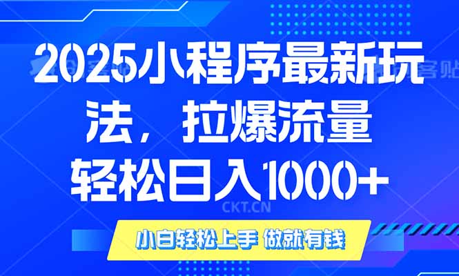 2025年小程序最新玩法，流量直接拉爆，单日稳定变现1000+-百盟网