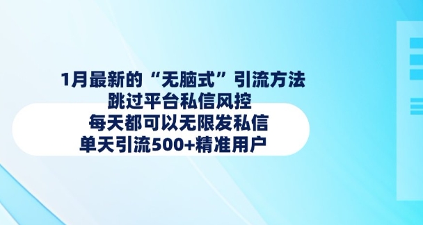 1月最新的无脑式引流方法，跳过平台私信风控，每天都可以无限发私信，单天引流500+精准用户-百盟网