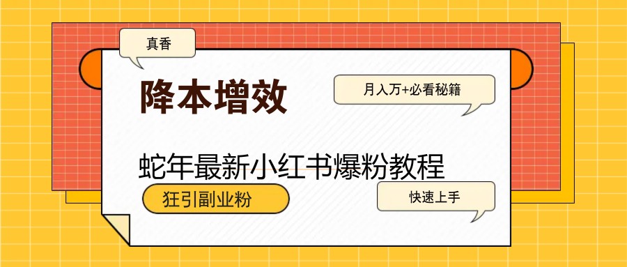 蛇年最新小红书爆粉教程，狂引副业粉，月入万+必看-百盟网