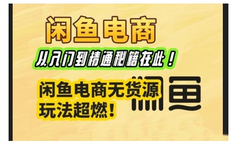 闲鱼电商实战课，从入门到精通秘籍在此，闲鱼电商无货源玩法超燃!-百盟网