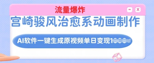 宫崎骏风治愈系动画制作，AI软件一键生成原创视频流量爆炸，单日变现多张，详细实操流程-百盟网