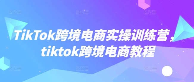 TikTok跨境电商实操训练营，tiktok跨境电商教程-百盟网