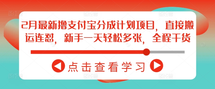 2月最新撸支付宝分成计划项目，直接搬运连怼，新手一天轻松多张，全程干货-百盟网