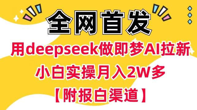 用deepseek做即梦Ai拉新 小白实操月入过W+【附报白渠道】-百盟网