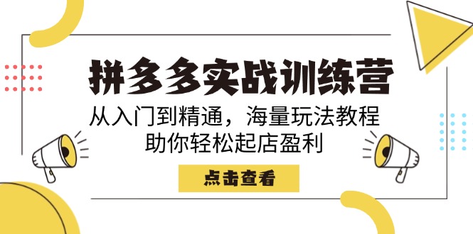 拼多多实战训练营，从入门到精通，海量玩法教程，助你轻松起店盈利-百盟网