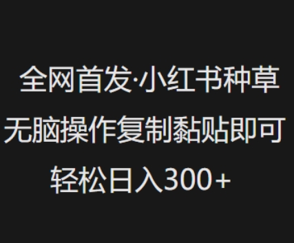 全网首发，小红书种草无脑操作，复制黏贴即可，轻松日入3张-百盟网